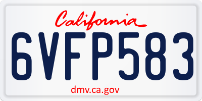 CA license plate 6VFP583