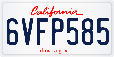 CA license plate 6VFP585