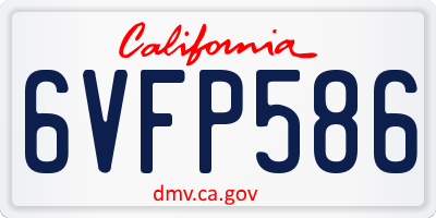 CA license plate 6VFP586