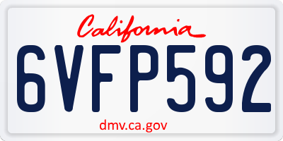CA license plate 6VFP592
