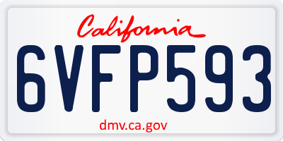 CA license plate 6VFP593