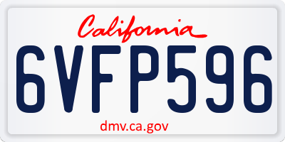 CA license plate 6VFP596