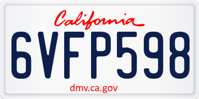 CA license plate 6VFP598