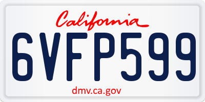 CA license plate 6VFP599