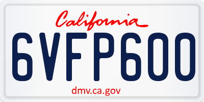 CA license plate 6VFP600