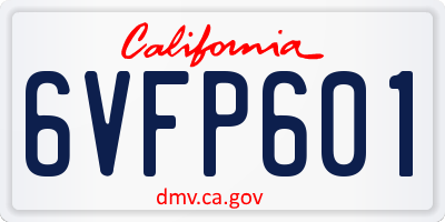 CA license plate 6VFP601