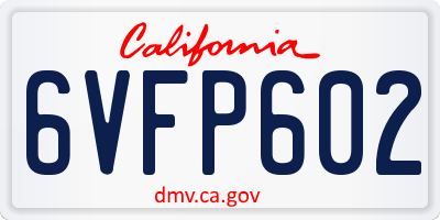 CA license plate 6VFP602