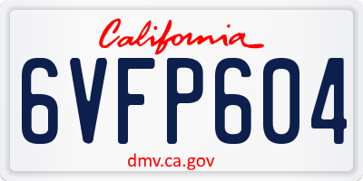 CA license plate 6VFP604