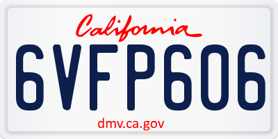 CA license plate 6VFP606