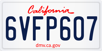 CA license plate 6VFP607