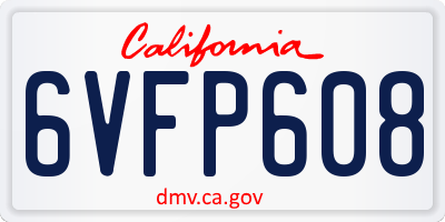 CA license plate 6VFP608