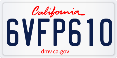 CA license plate 6VFP610