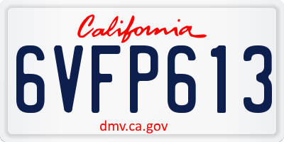 CA license plate 6VFP613