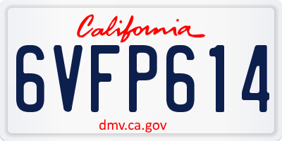 CA license plate 6VFP614