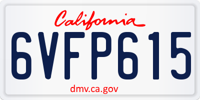 CA license plate 6VFP615