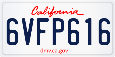 CA license plate 6VFP616