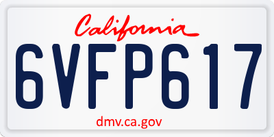 CA license plate 6VFP617