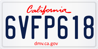 CA license plate 6VFP618