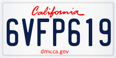 CA license plate 6VFP619