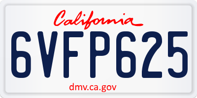 CA license plate 6VFP625