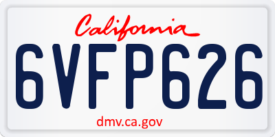CA license plate 6VFP626