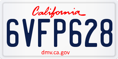CA license plate 6VFP628