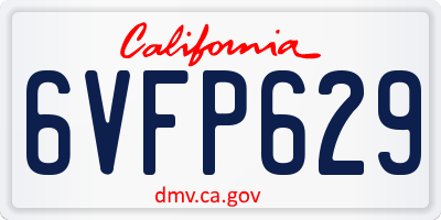 CA license plate 6VFP629