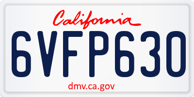 CA license plate 6VFP630