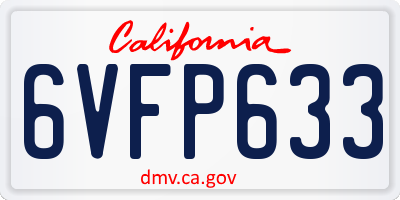 CA license plate 6VFP633