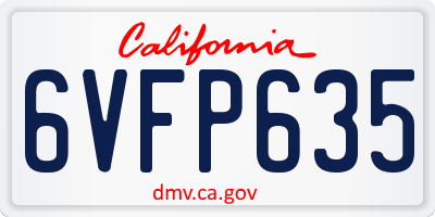 CA license plate 6VFP635
