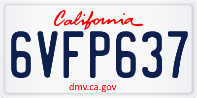 CA license plate 6VFP637