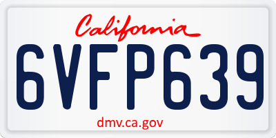 CA license plate 6VFP639