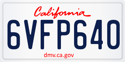 CA license plate 6VFP640