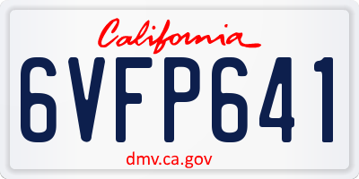 CA license plate 6VFP641
