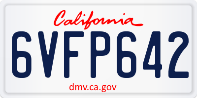 CA license plate 6VFP642