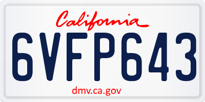 CA license plate 6VFP643