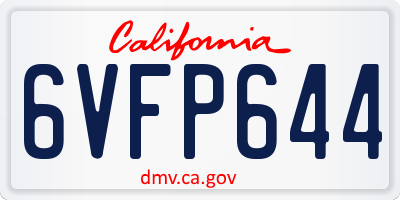 CA license plate 6VFP644