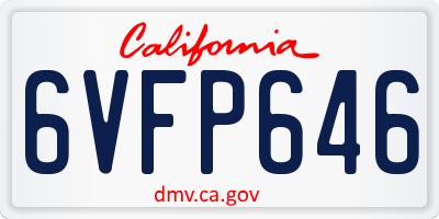 CA license plate 6VFP646