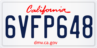 CA license plate 6VFP648