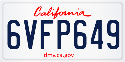 CA license plate 6VFP649