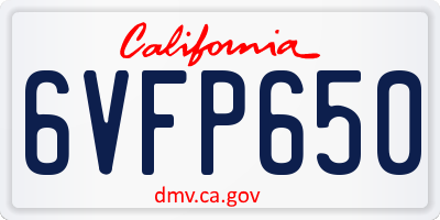 CA license plate 6VFP650