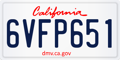 CA license plate 6VFP651