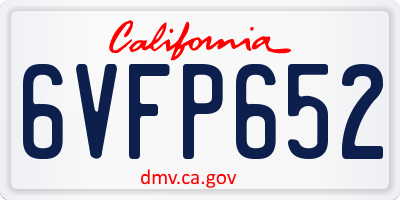 CA license plate 6VFP652