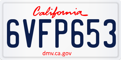 CA license plate 6VFP653