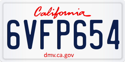CA license plate 6VFP654