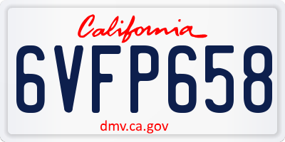 CA license plate 6VFP658