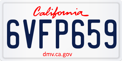 CA license plate 6VFP659