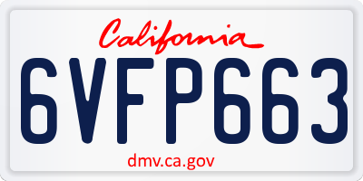 CA license plate 6VFP663