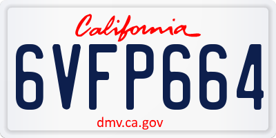 CA license plate 6VFP664