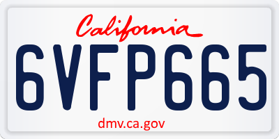 CA license plate 6VFP665